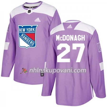 New York Rangers Dresy Ryan McDonagh 27 Adidas 2017-2018 Nachová Fights Cancer Practice Authentic - Pánské